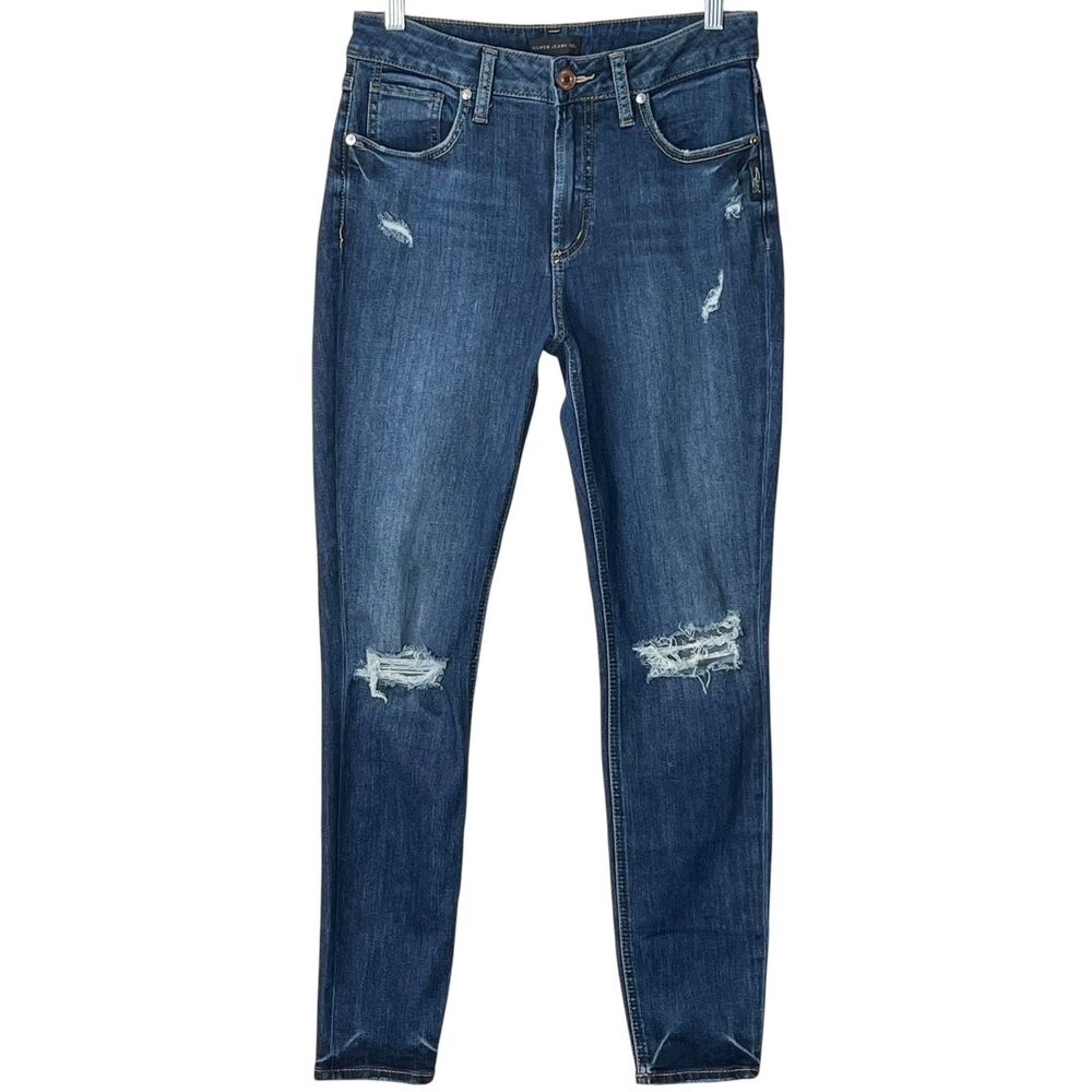 Silver Jeans Co Avery Skinny Jeans Size 30 Distressed High Rise Stretch Western